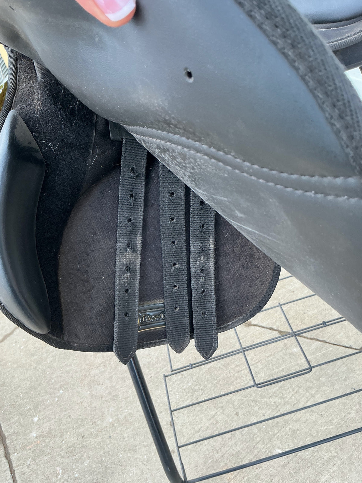 English Saddle – Euro Riders All Purpose, Black S17" G6" Interchangeable Gullet, with Stirrups | Used