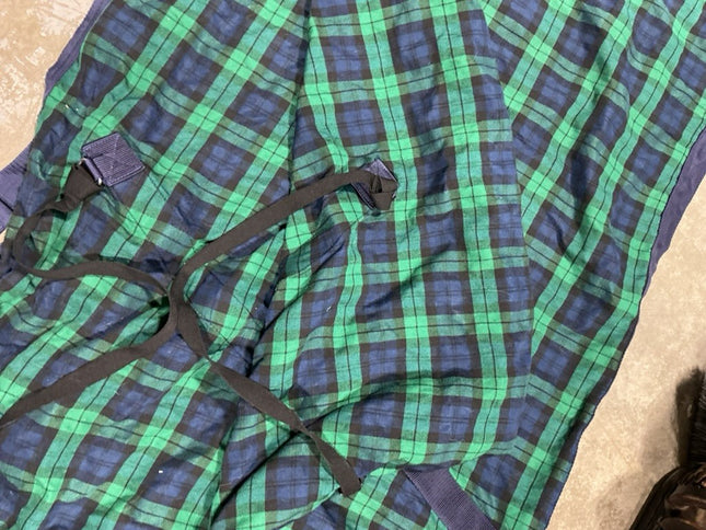 Sheet Summer Poly/Cotton 78" Blue/Green Plaid. Like New