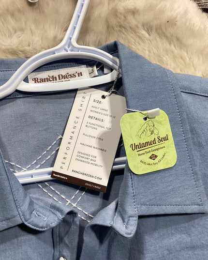 Western Ranch Dressn Rodeo Shirt L