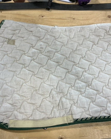 English Saddle Pad White Green Trim