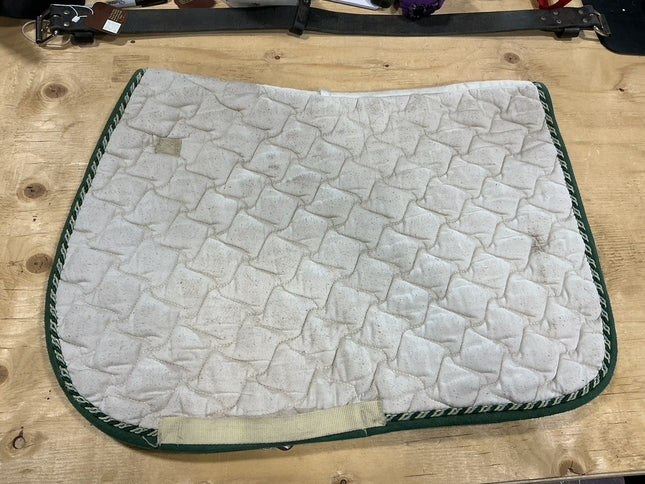 English Saddle Pad White Green Trim