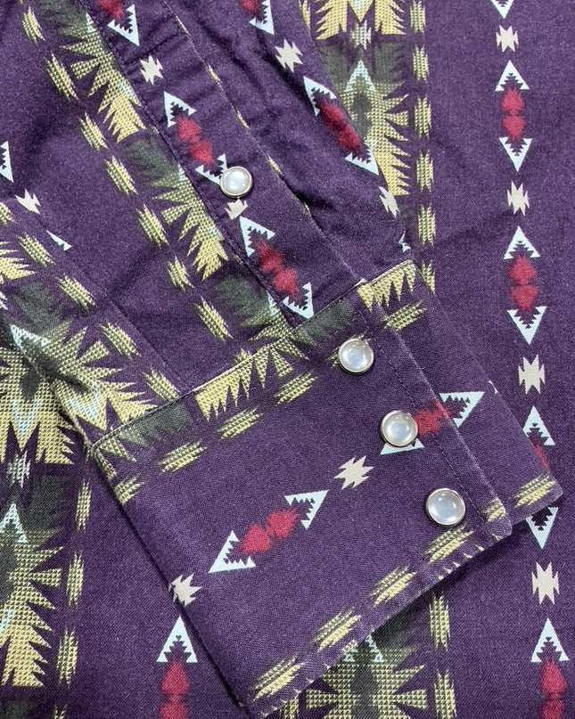 Ladies Top Western Panhandle Slim Size LT Plum/white/brown