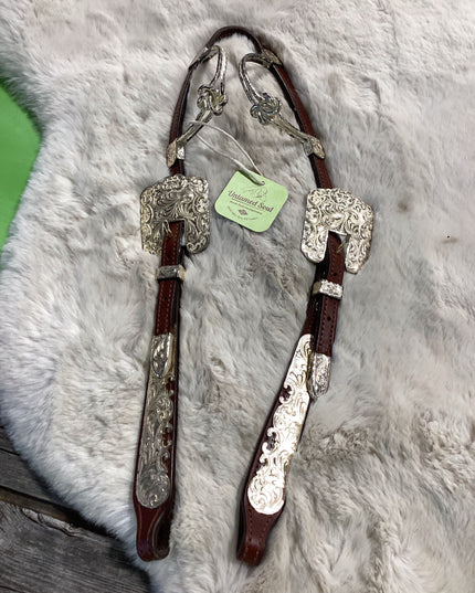 Western 2 ear Headstalls Silver Plated
