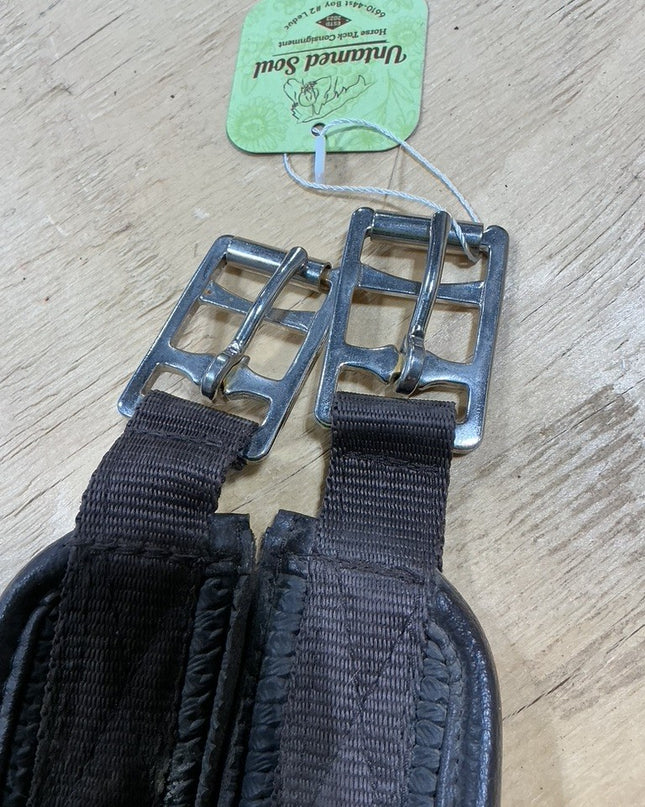 English Girth 56" Leather Elastic Ends