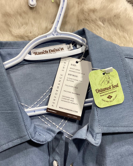 Western Ranch Dressn Rodeo Shirt L