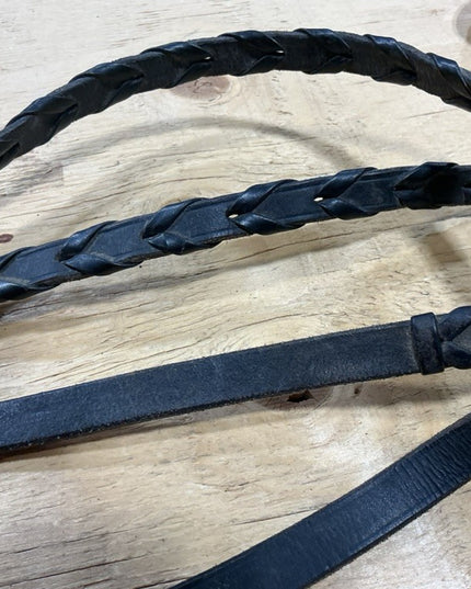 English Reins Leather Braided Black