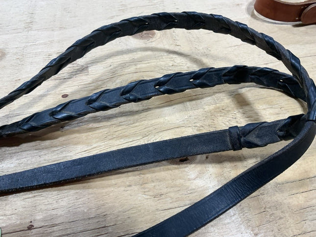 English Reins Leather Braided Black