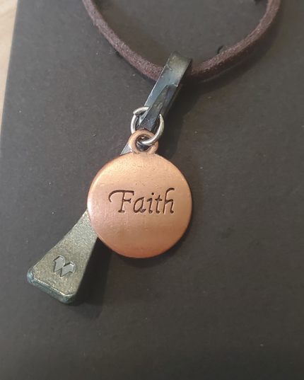 Necklace Horseshoe Nail and Faith Charm Pendant