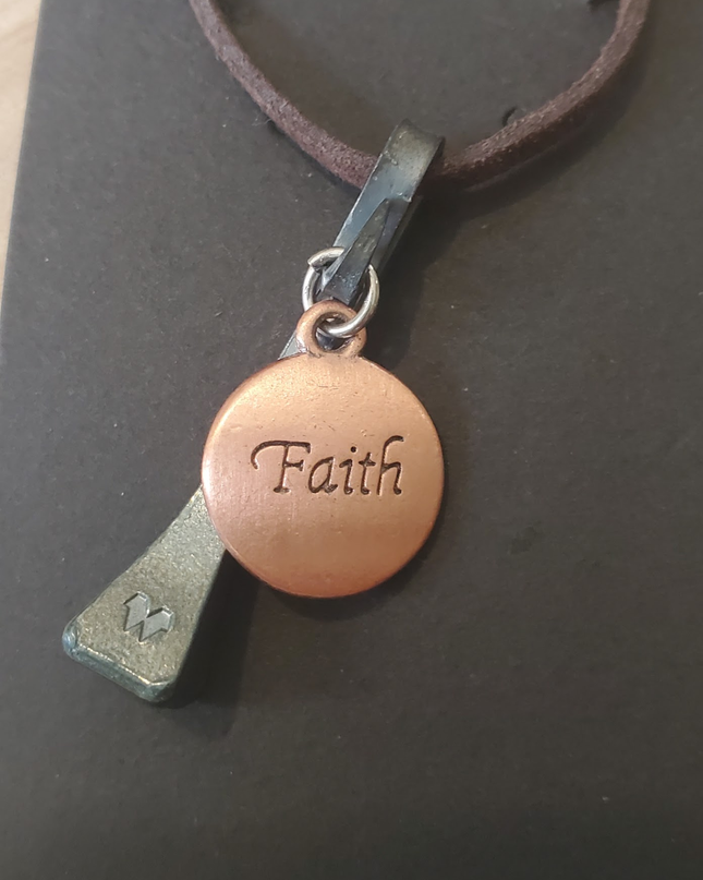 Necklace Horseshoe Nail and Faith Charm Pendant