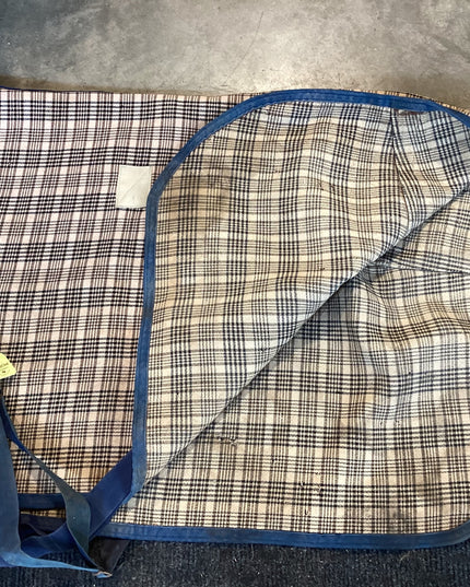 Stable Sheet Brown Blue Plaid 69"