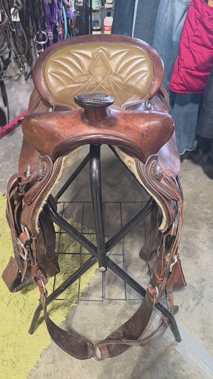 Western Saddle – S15" G7" with Back Cinch & Breast Collar | Used, Good